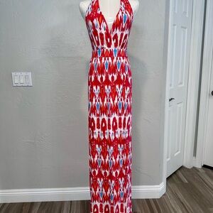 Tart Collections Deep Pink/Magenta and White Halter Sexy Sundress Maxi XS NWT